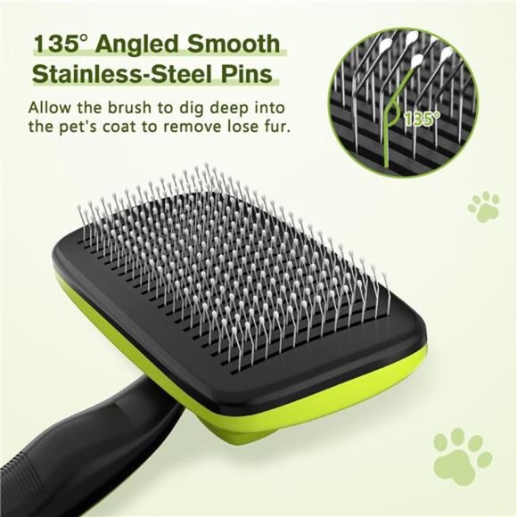 Self-Cleaning Slicker Brush for Dogs, Cats, Lightweight Dog Brush for Shedding - Picture 5 of 7